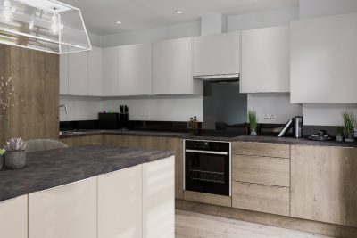Valore Smooth Light Grey & Cashmere & Truffle Brown Denver Oak